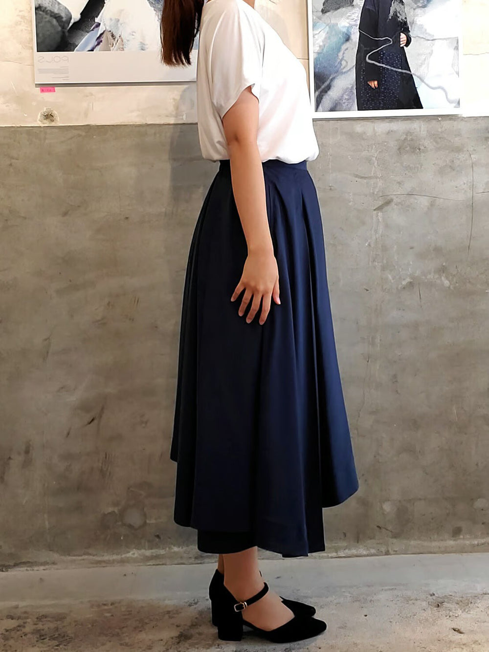 -MAZE- フレアスカート col:ネイビー