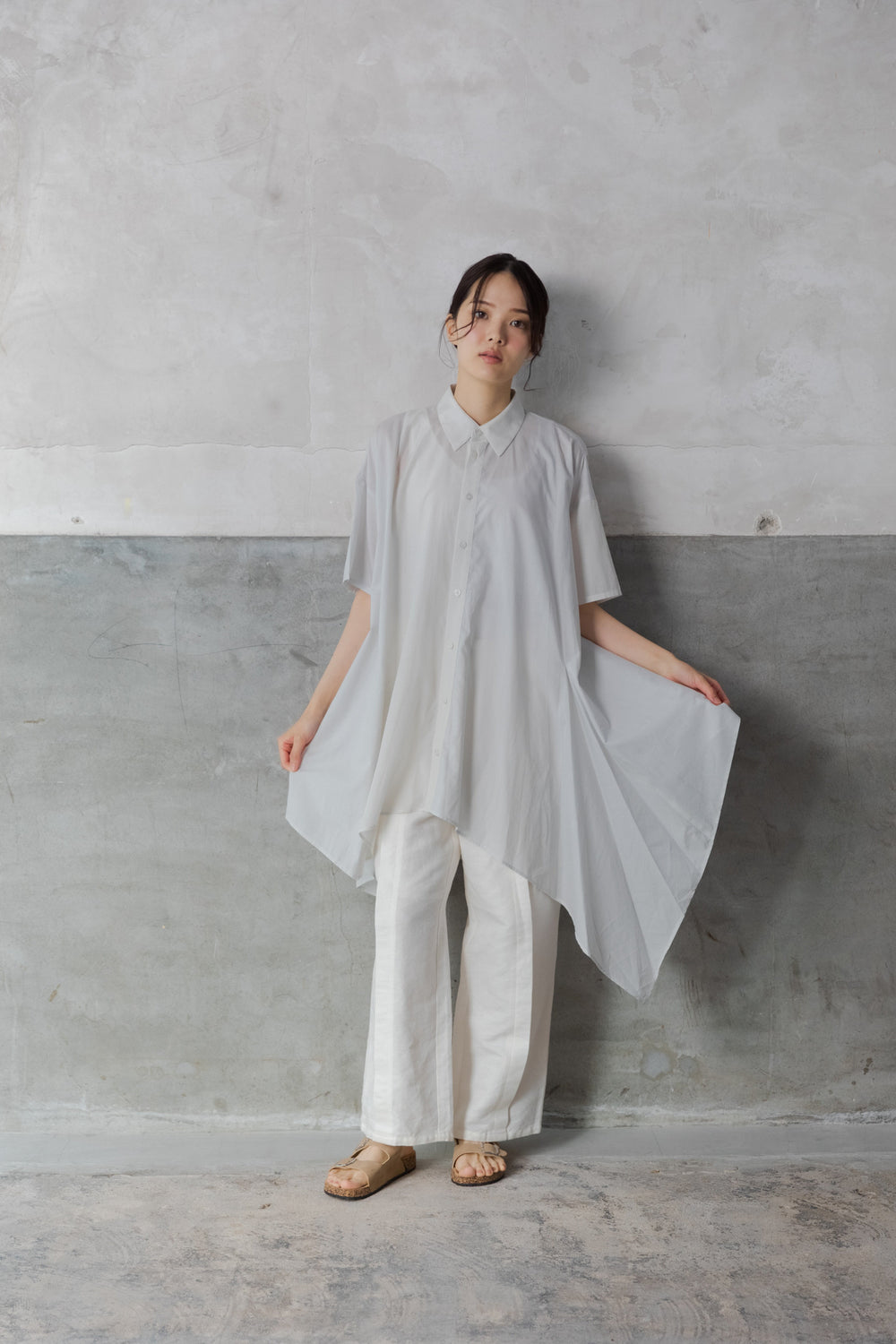 MINIストライプ チュニック col:グレー