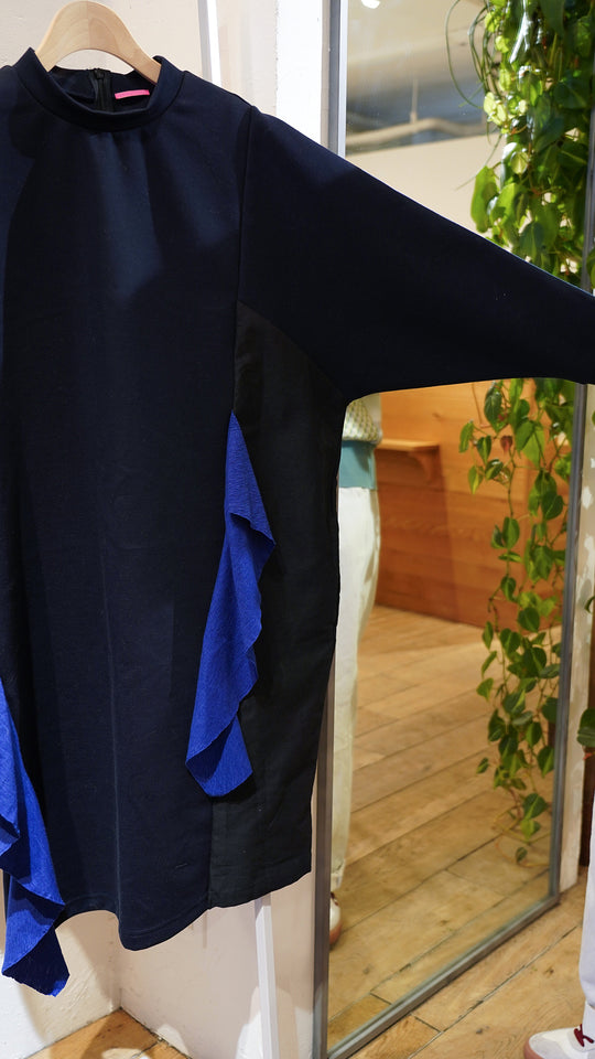 バイカラーワンピース col:ブラック