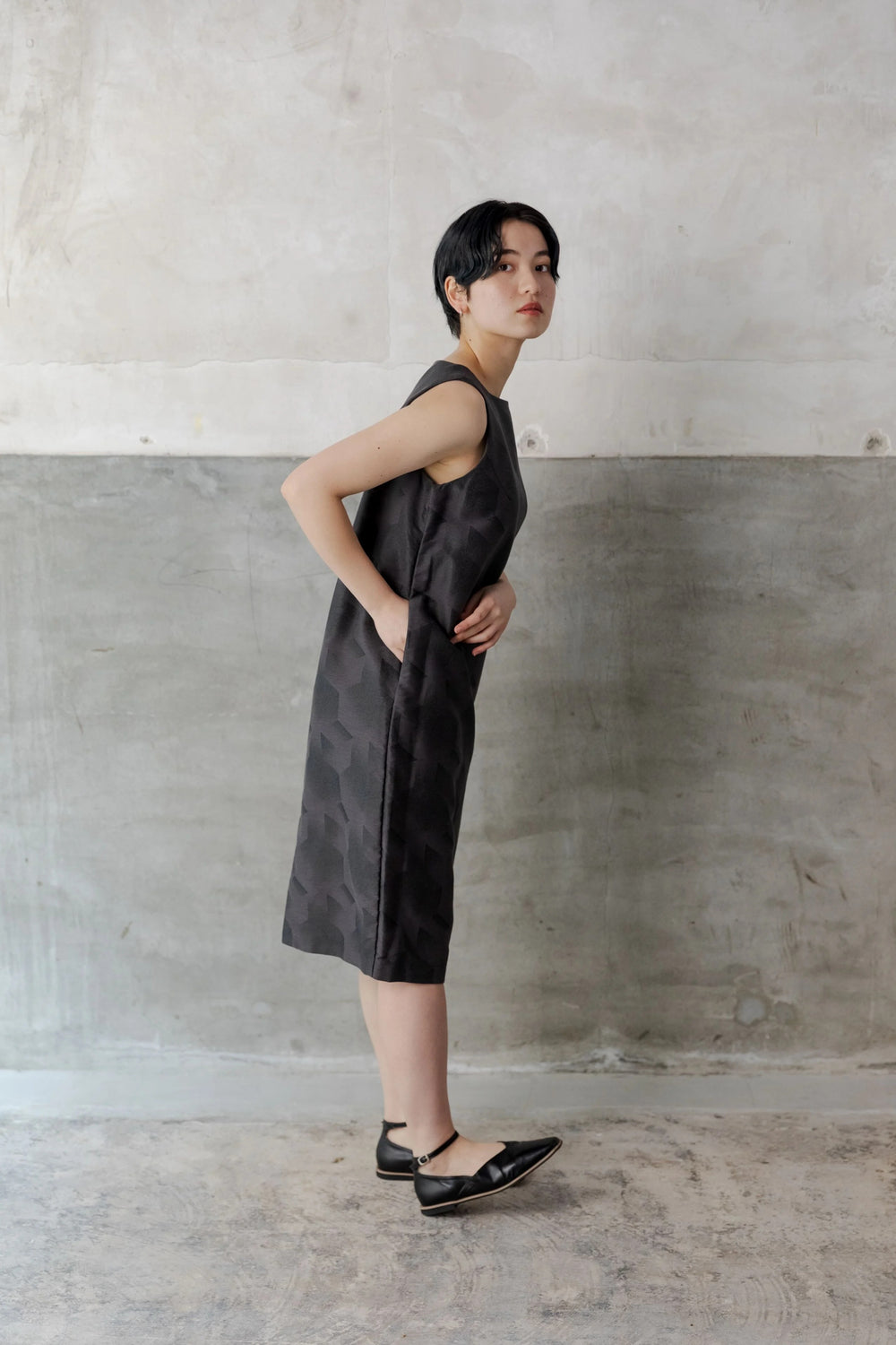 ノースリーブワンピース col:ブラック