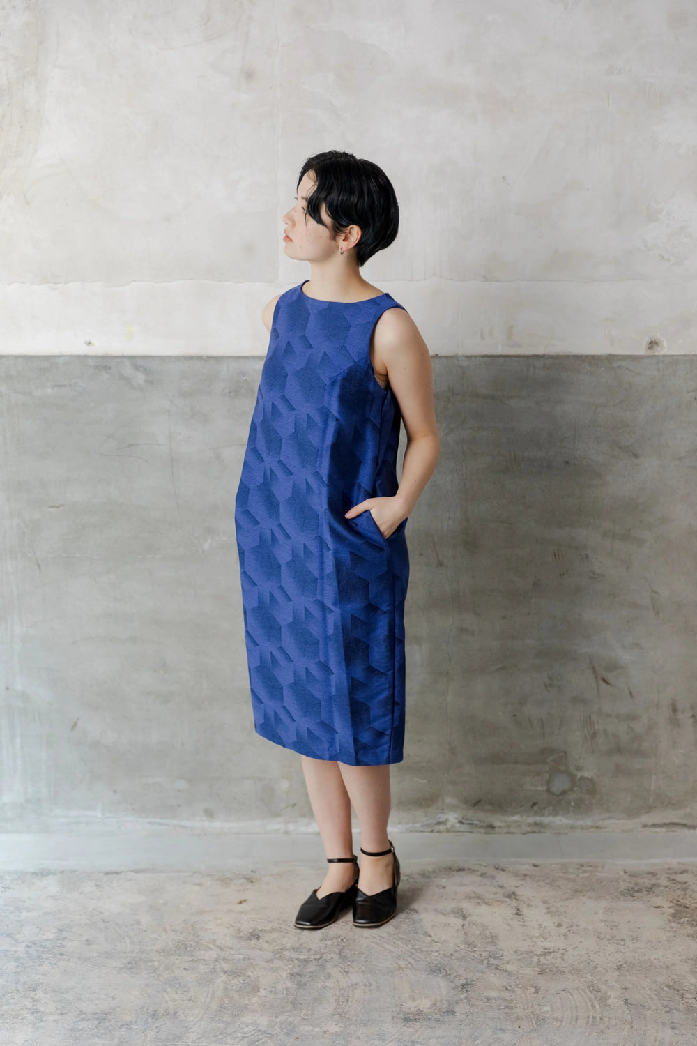 ノースリーブワンピース col:ネイビー