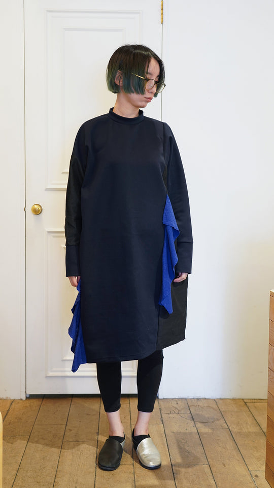 バイカラーワンピース col:ブラック