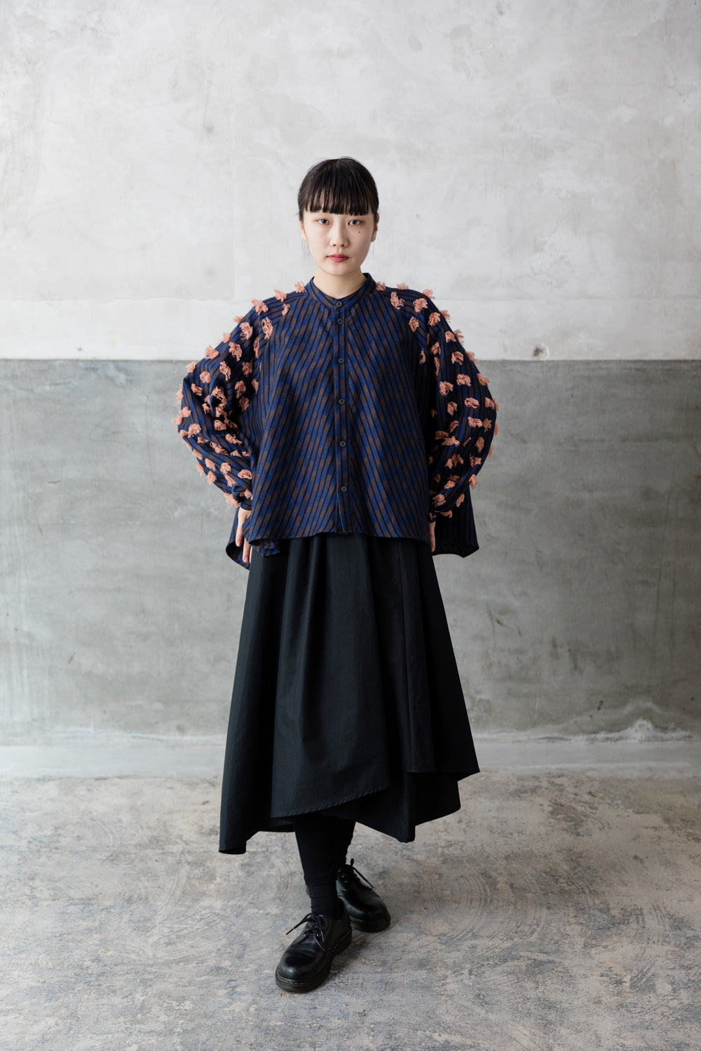 アシンメトリースカート col:ブラック