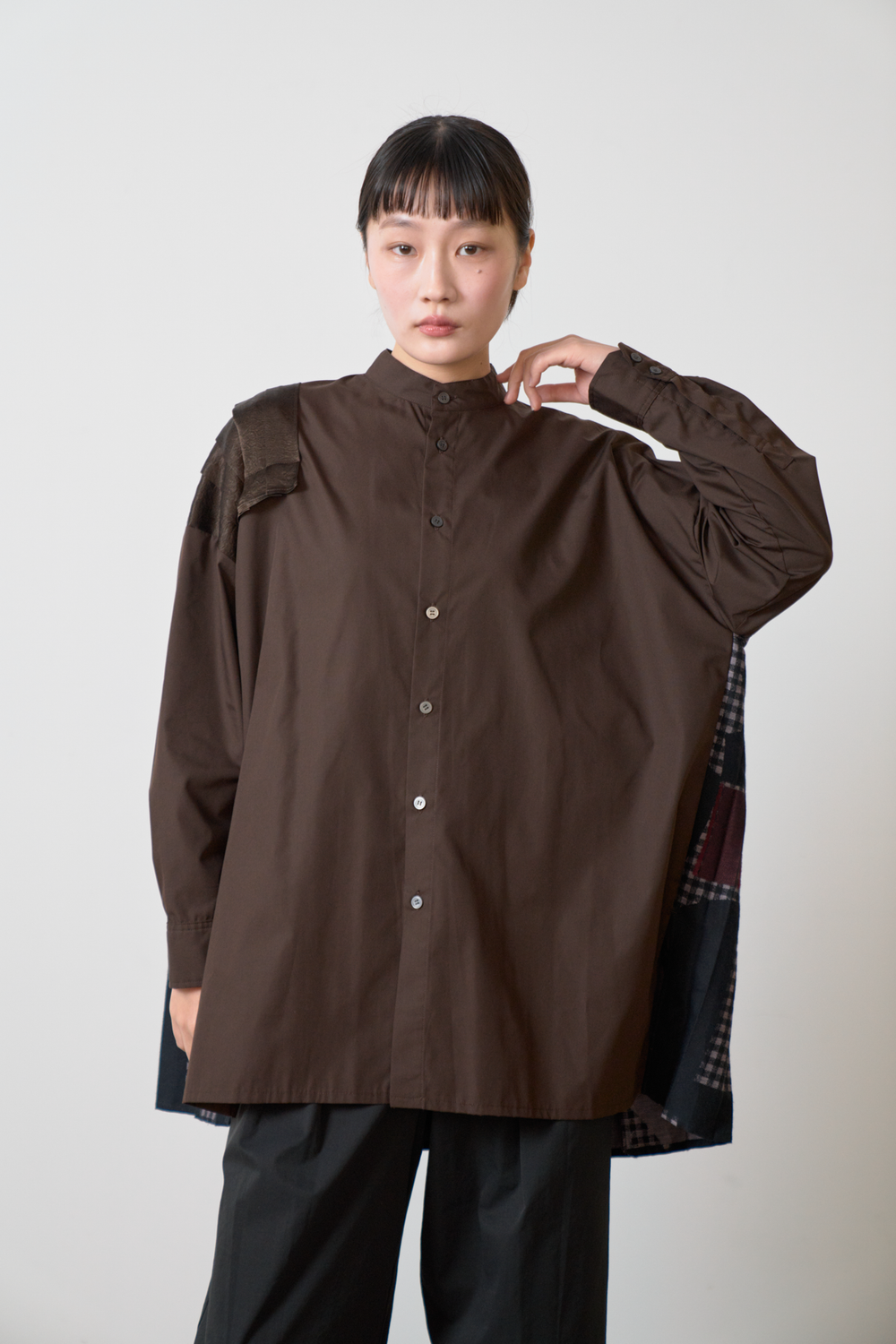 -Hidden Gingham-　シャツ　col:ブラック