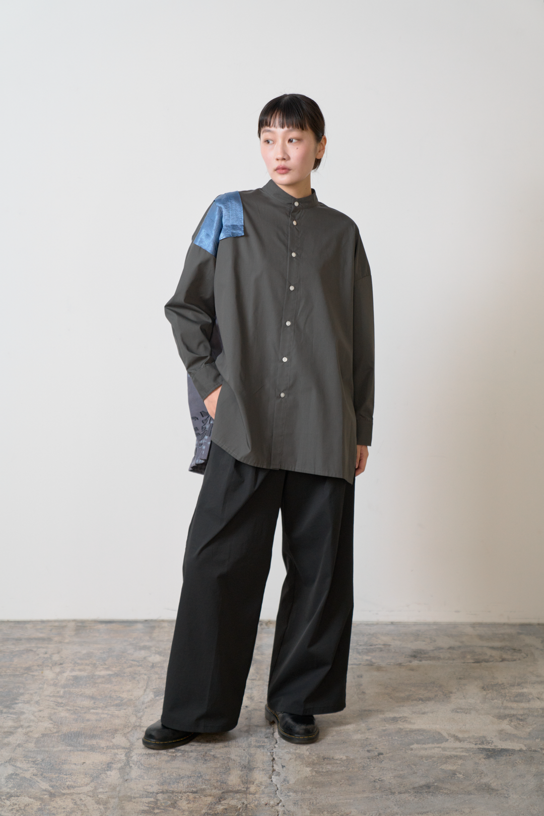 -Hidden Gingham-　シャツ　col:グレー