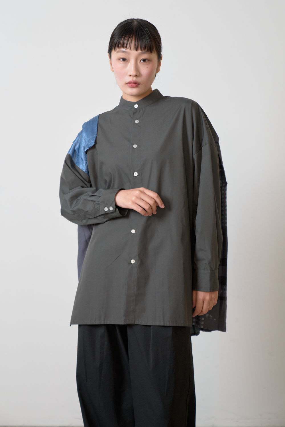 -Hidden Gingham-　シャツ　col:グレー