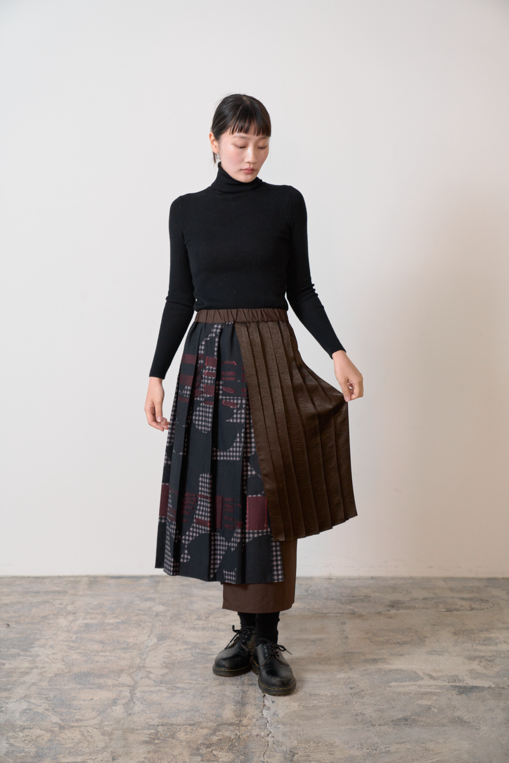 -Hidden Gingham-　スカート　col:ブラック