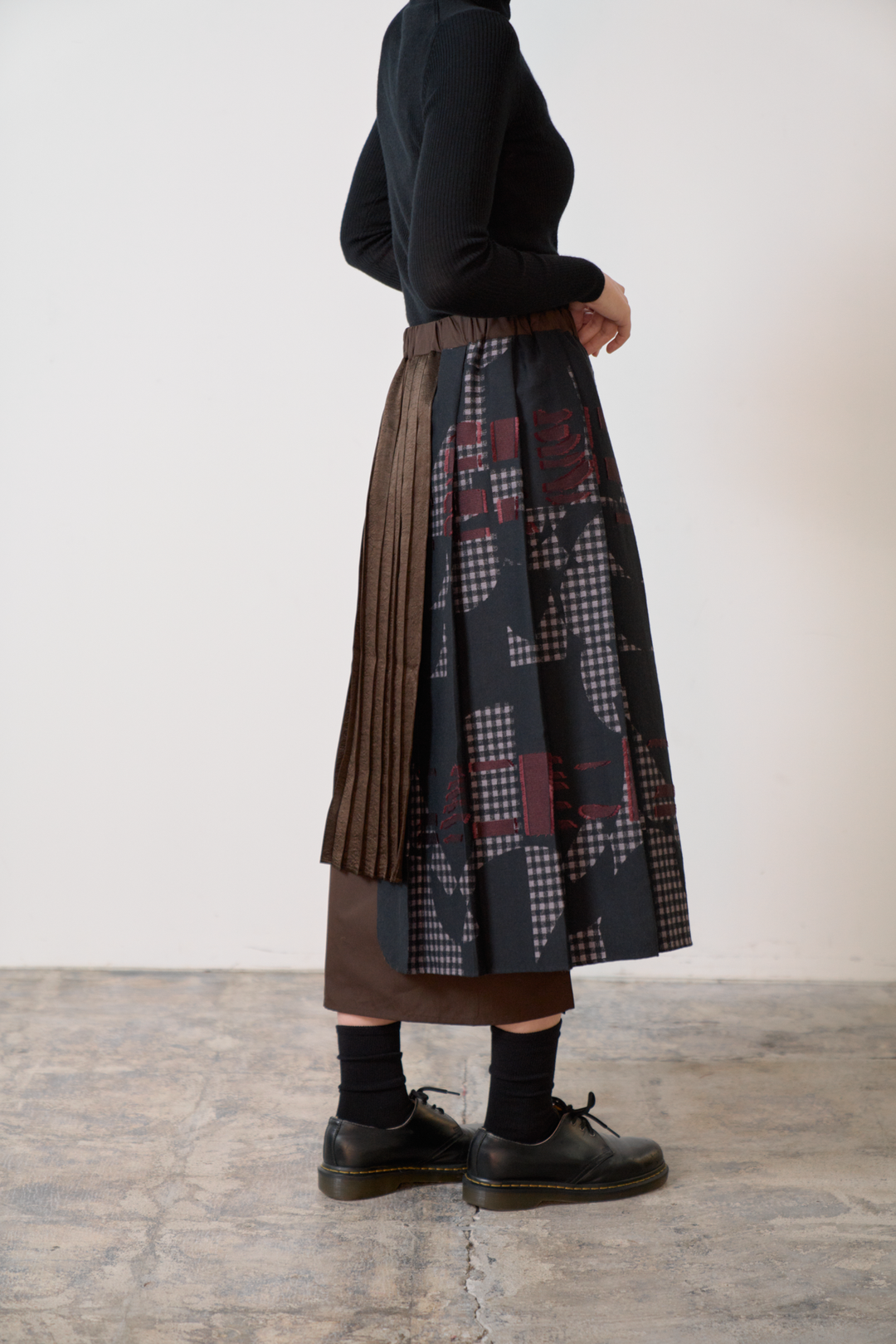 -Hidden Gingham-　スカート　col:ブラック