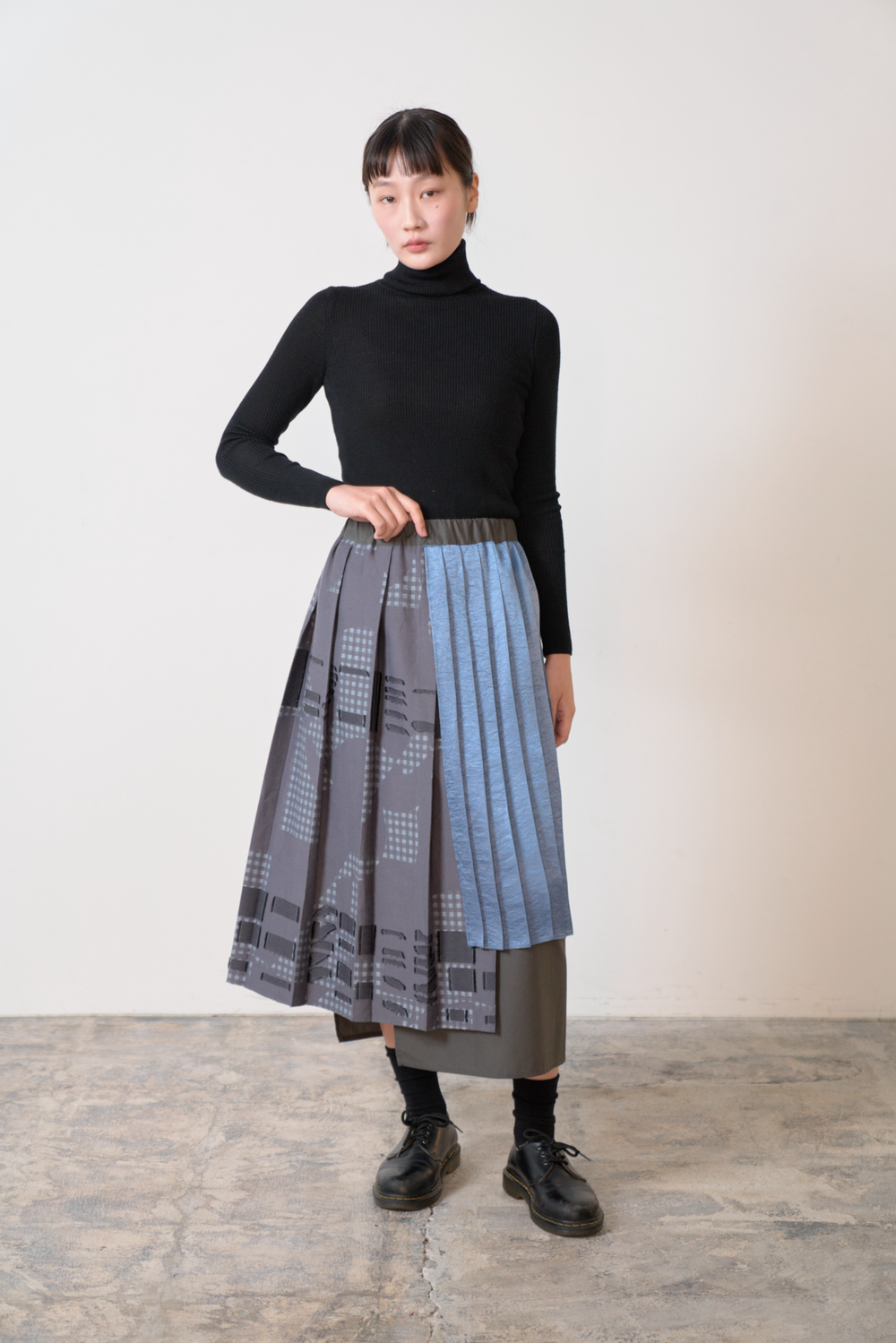 -Hidden Gingham-　スカート　col:グレー