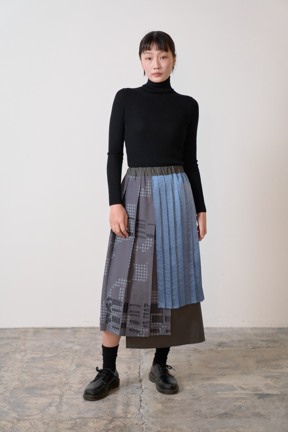 -Hidden Gingham-　スカート　col:グレー