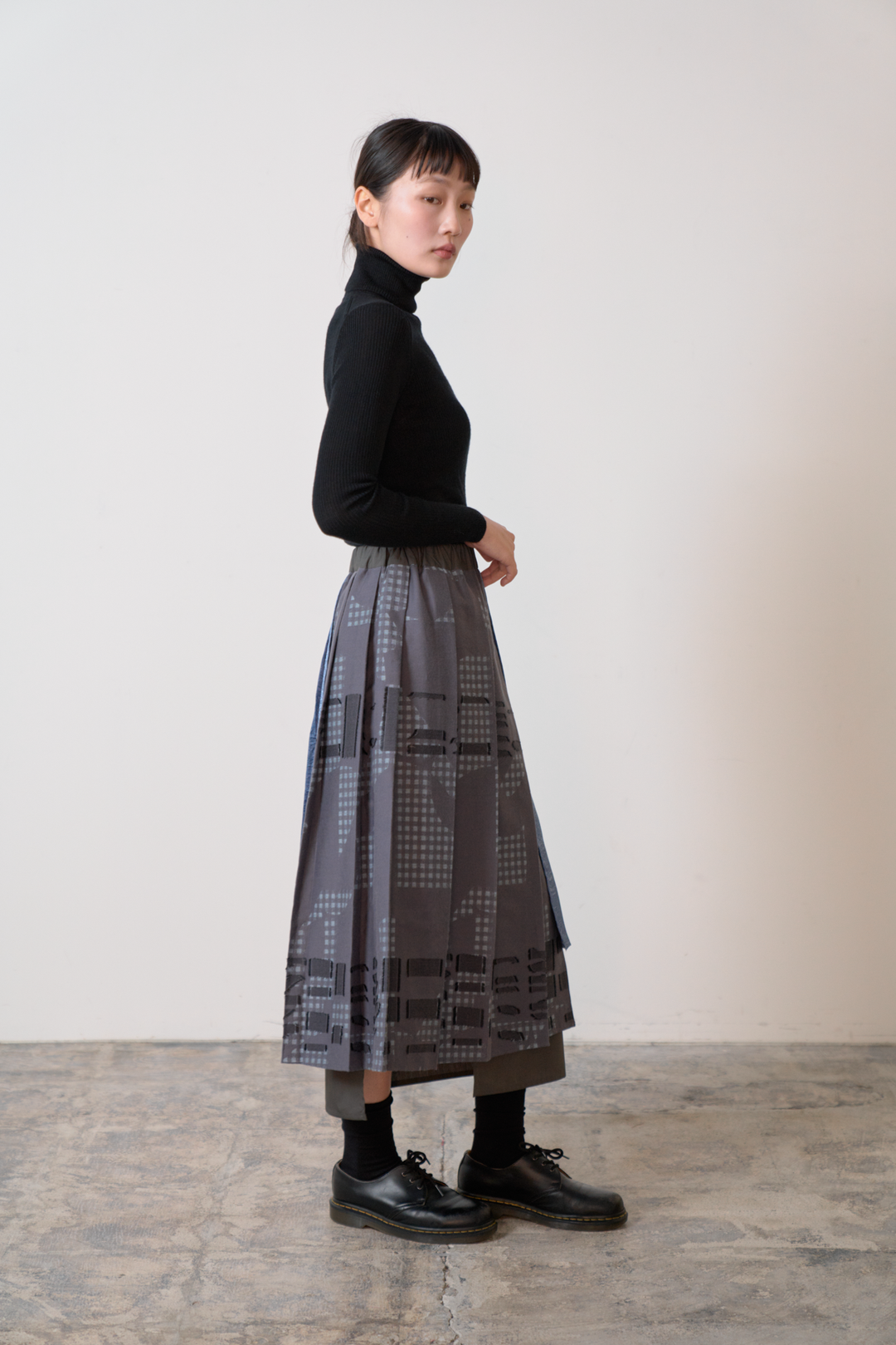 -Hidden Gingham-　スカート　col:グレー