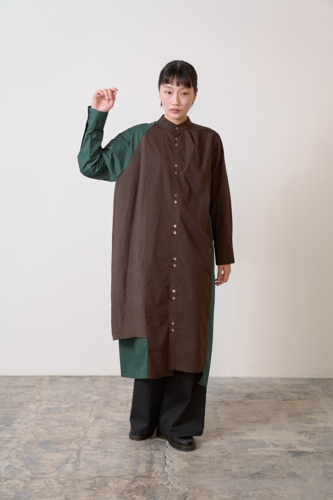 -TWIN BUTTON-　シャツワンピース　col:ブラウン