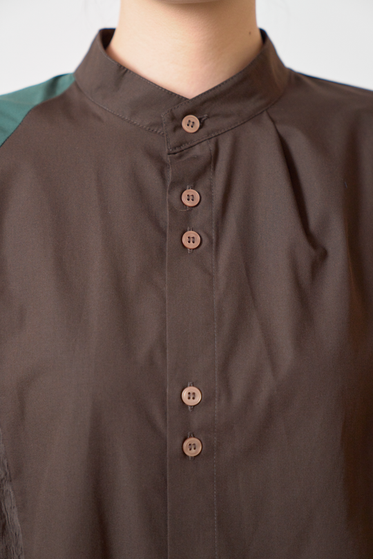-TWIN BUTTON-　シャツワンピース　col:ブラウン