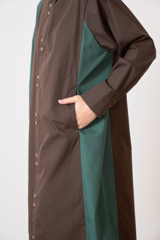 -TWIN BUTTON-　シャツワンピース　col:ブラウン