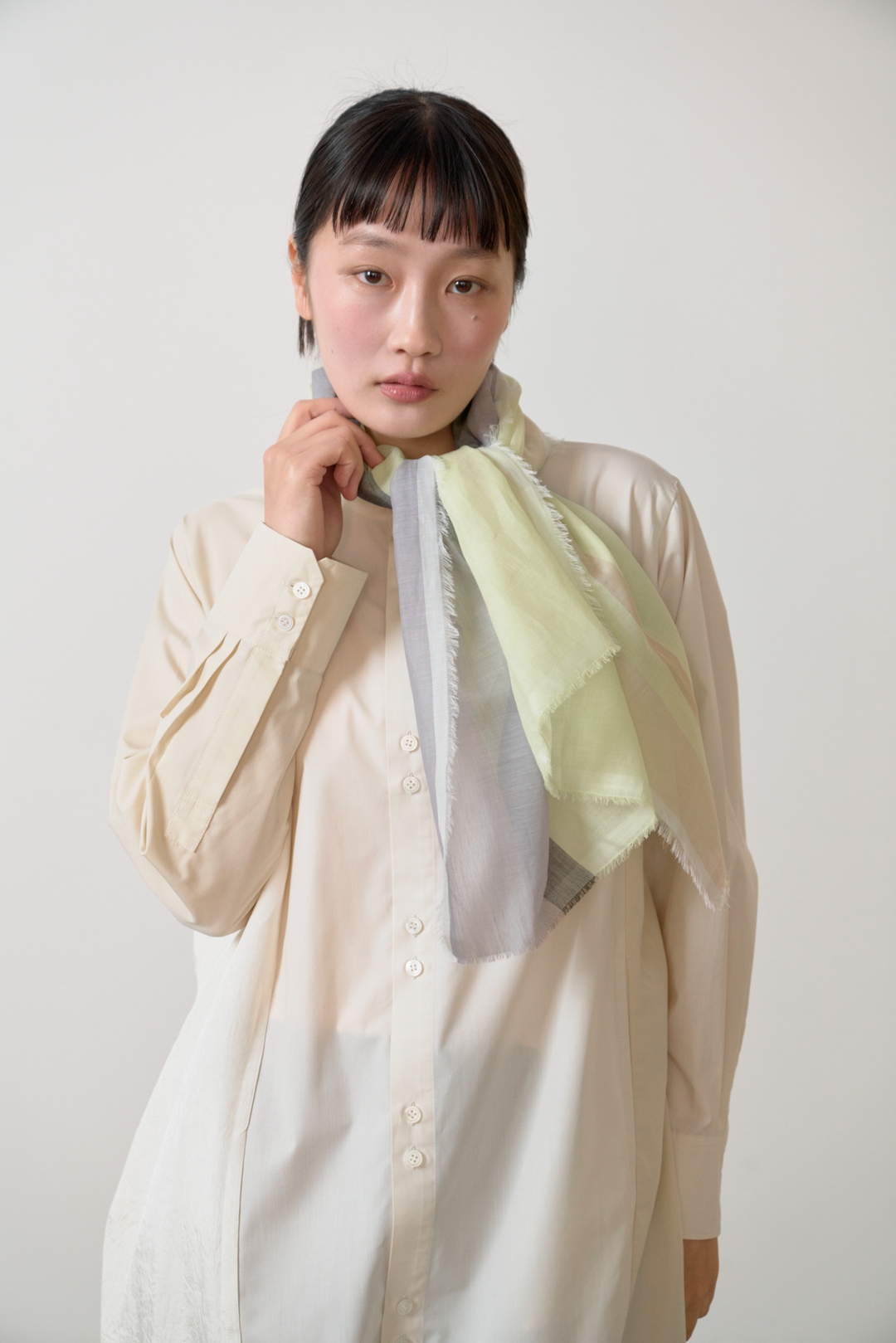 極細コットン播州織ストール　Sサイズ　col:イエロー(YEL)