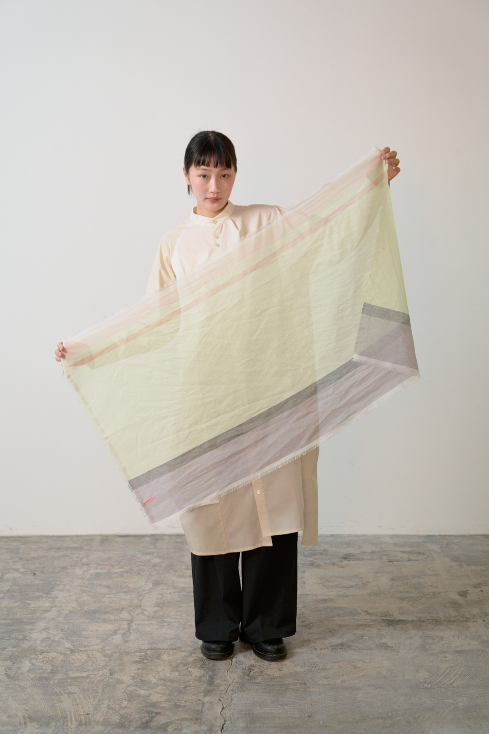 極細コットン播州織ストール　Sサイズ　col:イエロー(YEL)