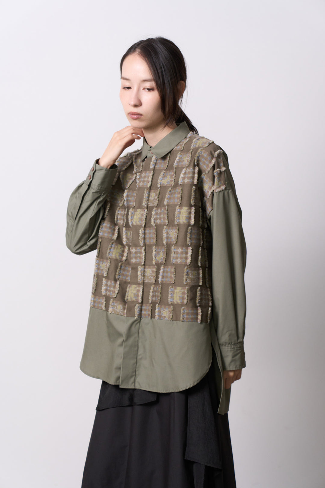 -Forest Check-　シャツ　col:カーキ
