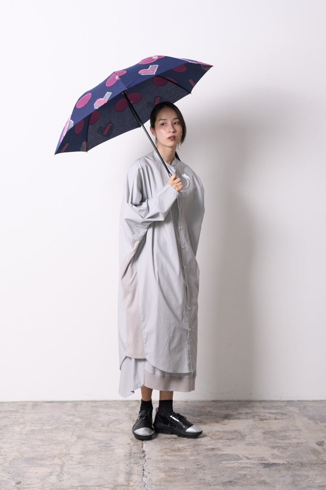 -POLS DOT-　折りたたみ晴雨兼用日傘　col:ネイビー