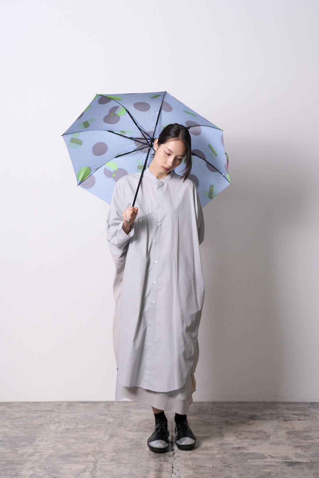 -POLS DOT-　折りたたみ晴雨兼用日傘　col:サックス