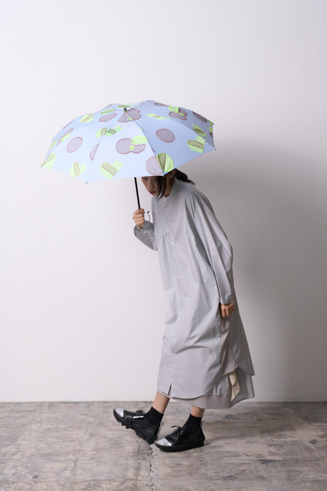 -POLS DOT-　折りたたみ晴雨兼用日傘　col:サックス