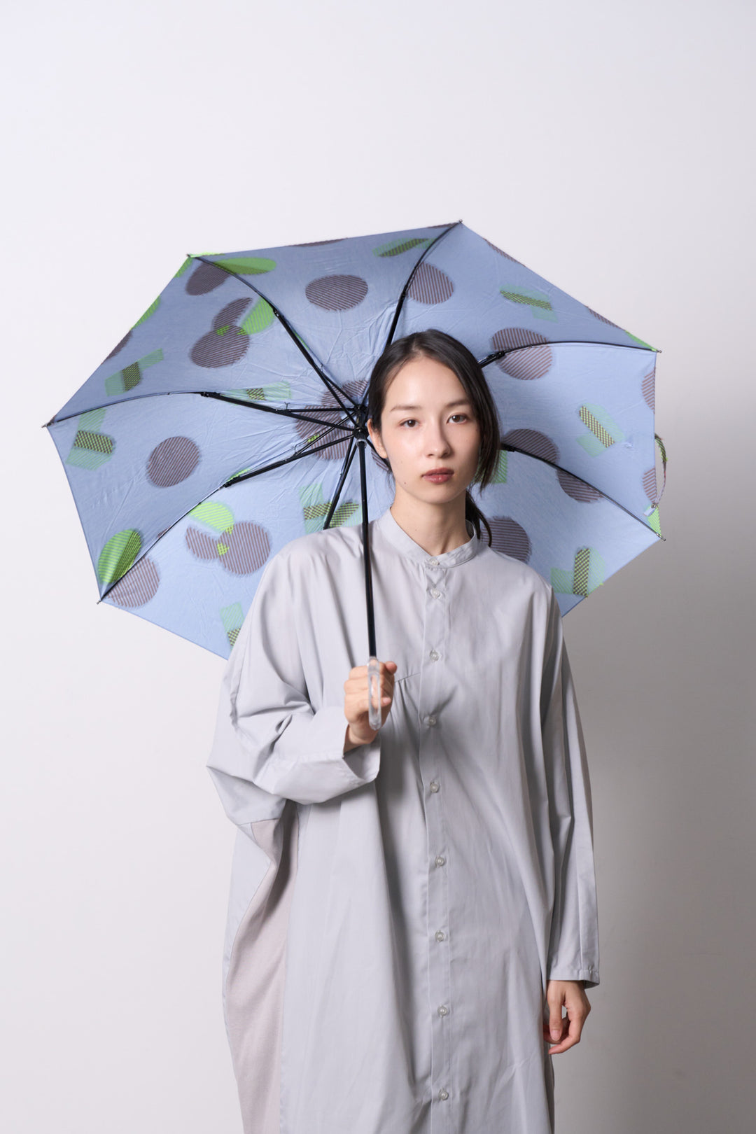 -POLS DOT-　折りたたみ晴雨兼用日傘　col:サックス