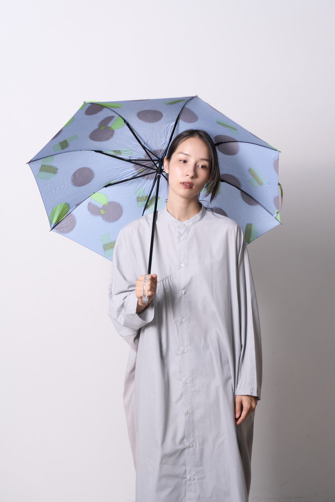 -POLS DOT-　折りたたみ晴雨兼用日傘　col:サックス