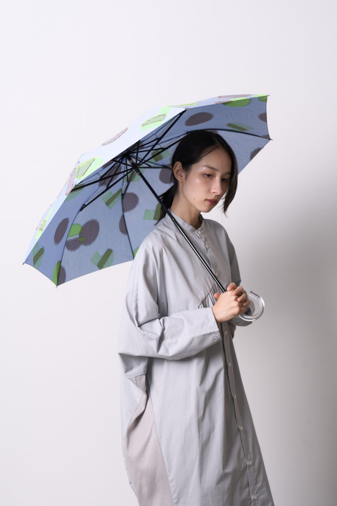 -POLS DOT-　折りたたみ晴雨兼用日傘　col:サックス