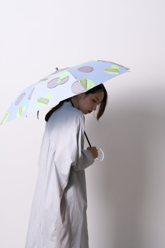 -POLS DOT-　折りたたみ晴雨兼用日傘　col:サックス