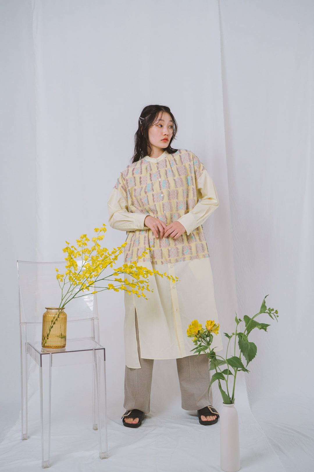 -Forest Check-　シャツワンピース　col:クリーム