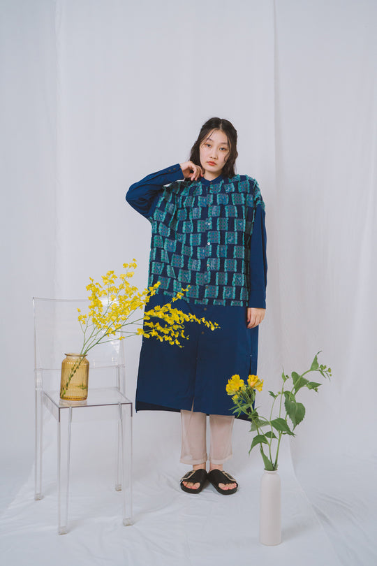 -Forest Check-　シャツワンピース　col:ブルー
