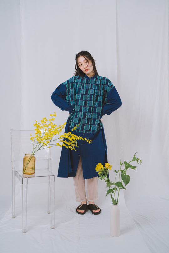 -Forest Check-　シャツワンピース　col:ブルー