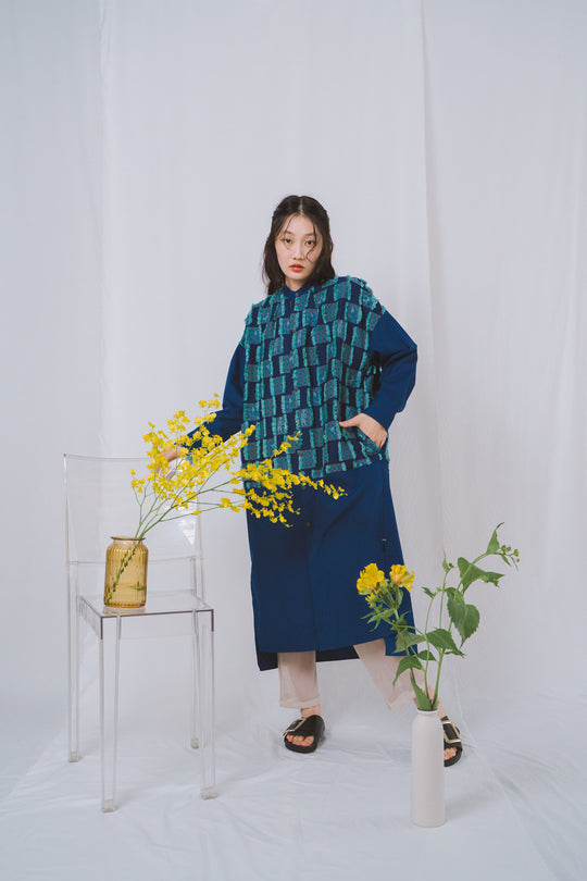 -Forest Check-　シャツワンピース　col:ブルー