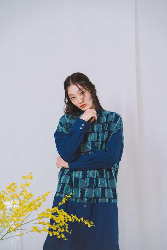 -Forest Check-　シャツワンピース　col:ブルー