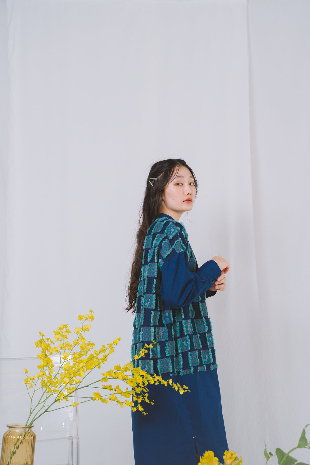 -Forest Check-　シャツワンピース　col:ブルー