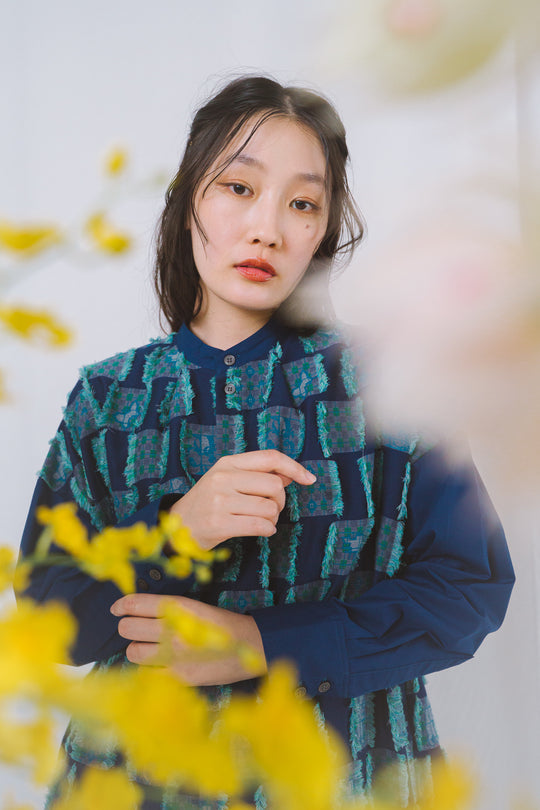 -Forest Check-　シャツワンピース　col:ブルー