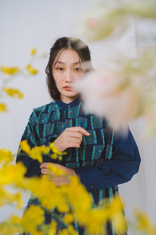 -Forest Check-　シャツワンピース　col:ブルー