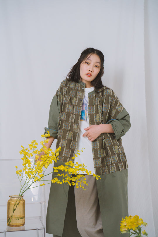 -Forest Check-　シャツワンピース　col:カーキ