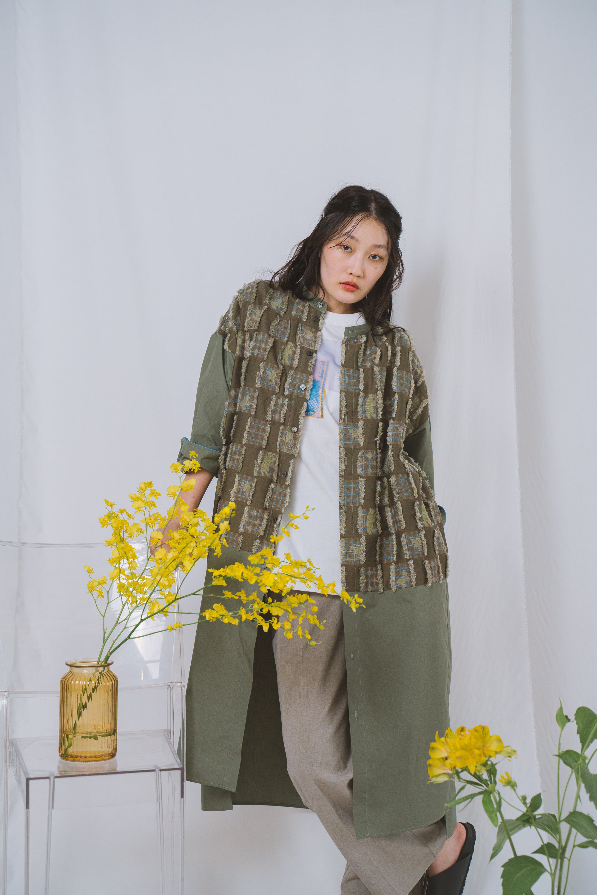 Forest Check- シャツワンピース col:カーキ – POLS