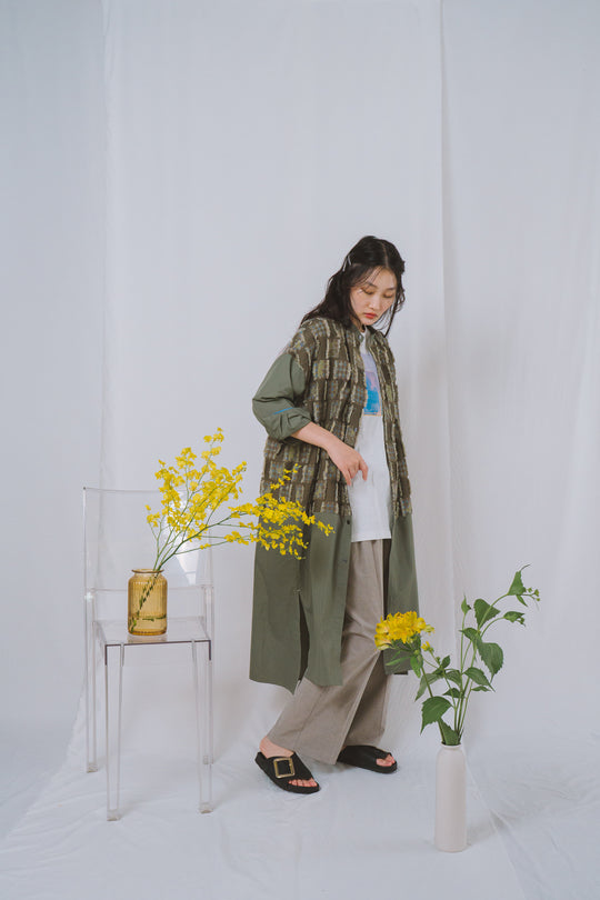 -Forest Check-　シャツワンピース　col:カーキ