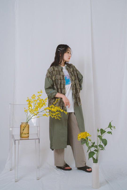 -Forest Check-　シャツワンピース　col:カーキ