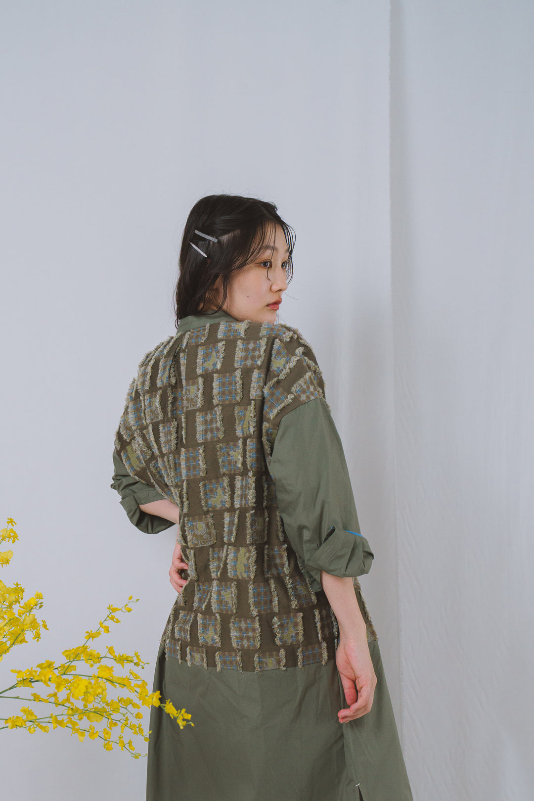 -Forest Check-　シャツワンピース　col:カーキ