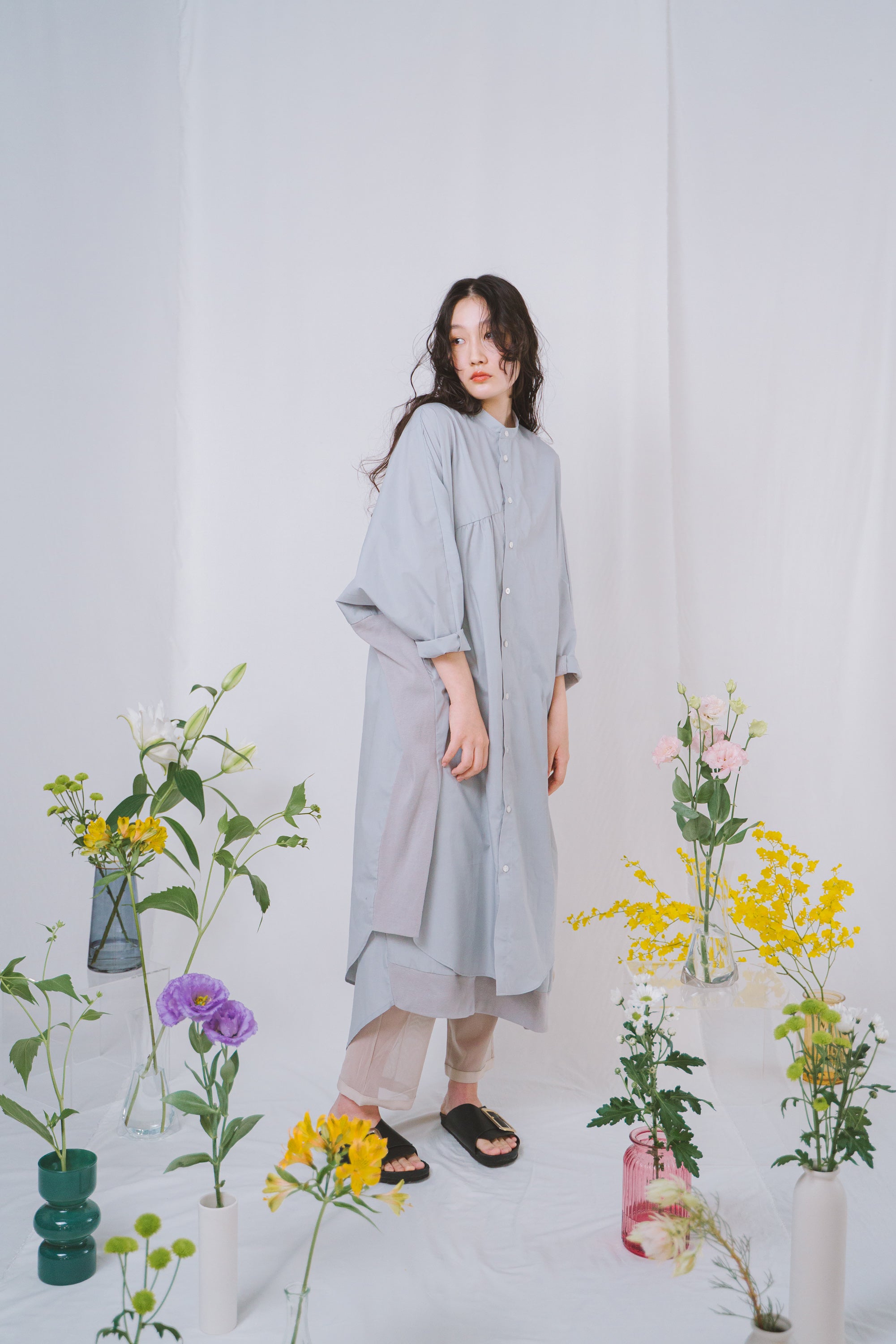 CLIONE- シャツワンピース col:グレー – POLS