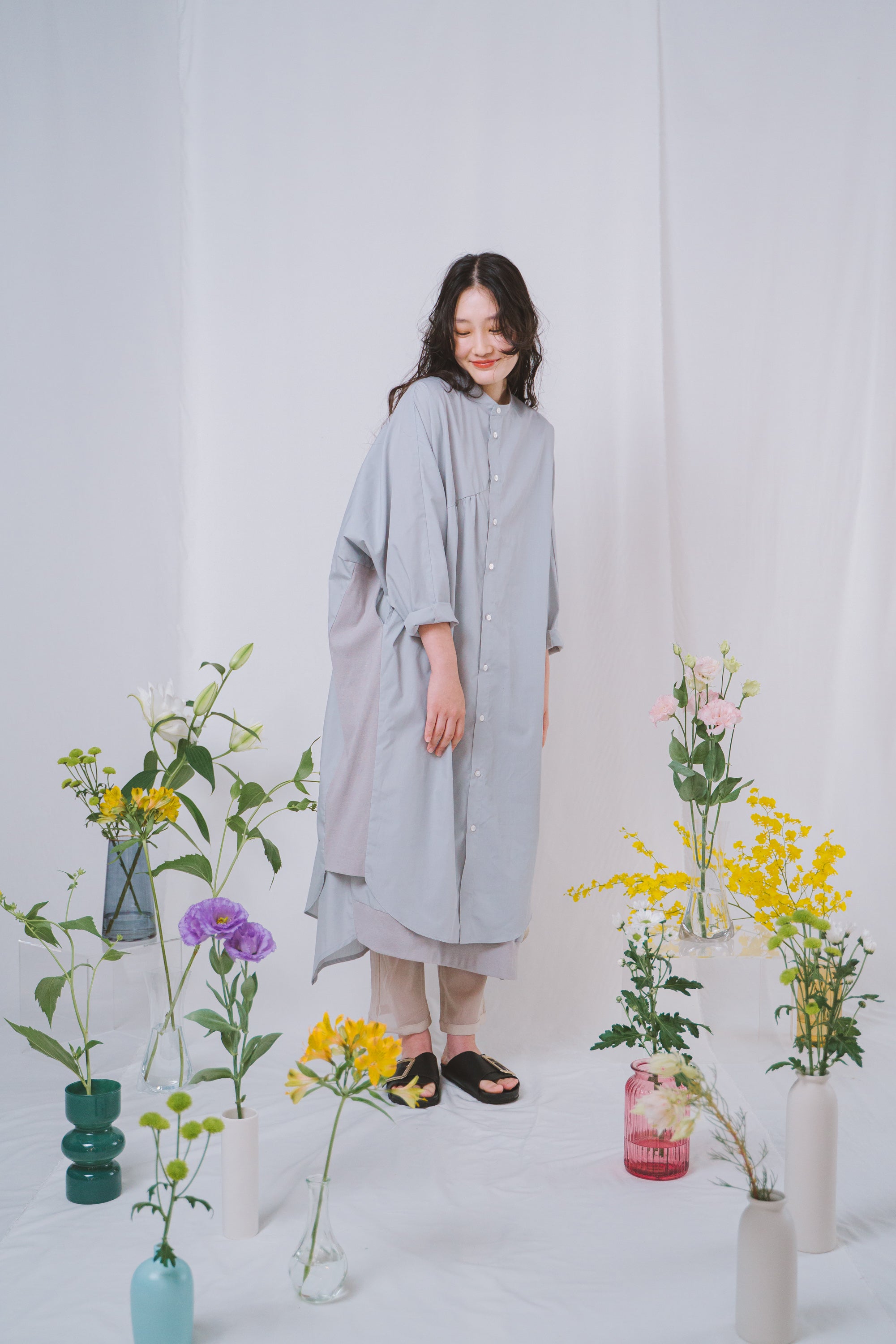 CLIONE- シャツワンピース col:グレー – POLS