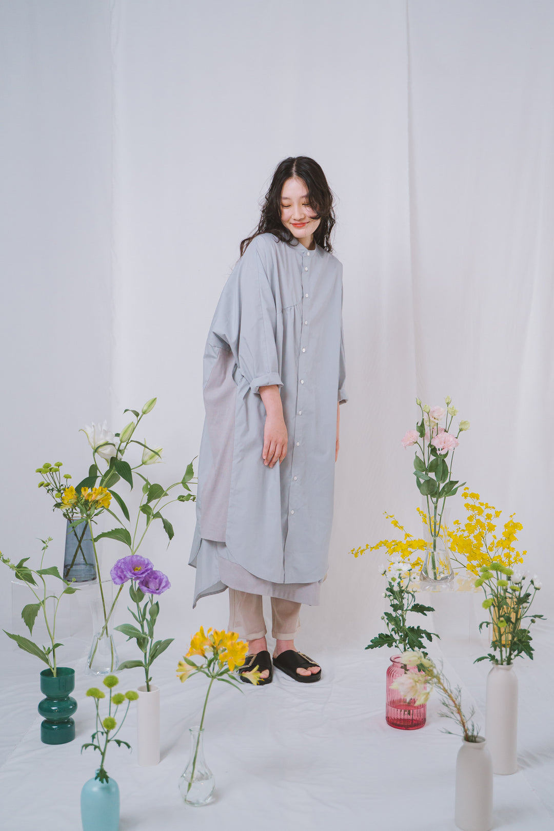 -CLIONE-　シャツワンピース　col:グレー