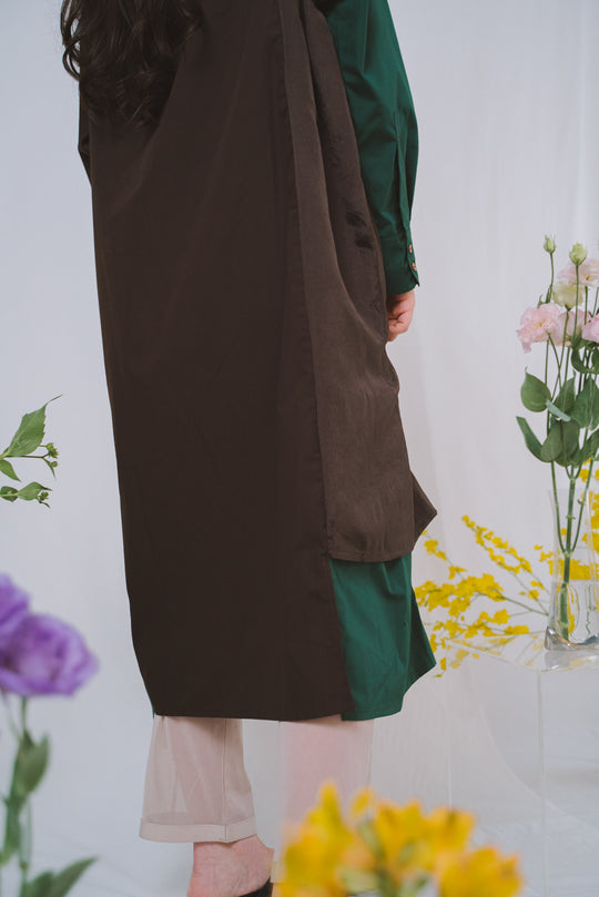 -TWIN BUTTON-　シャツワンピース　col:ブラウン