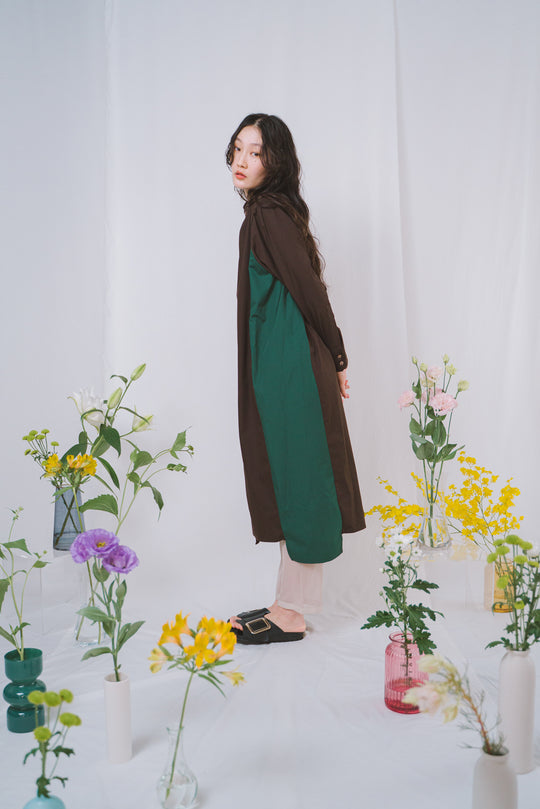 -TWIN BUTTON-　シャツワンピース　col:ブラウン