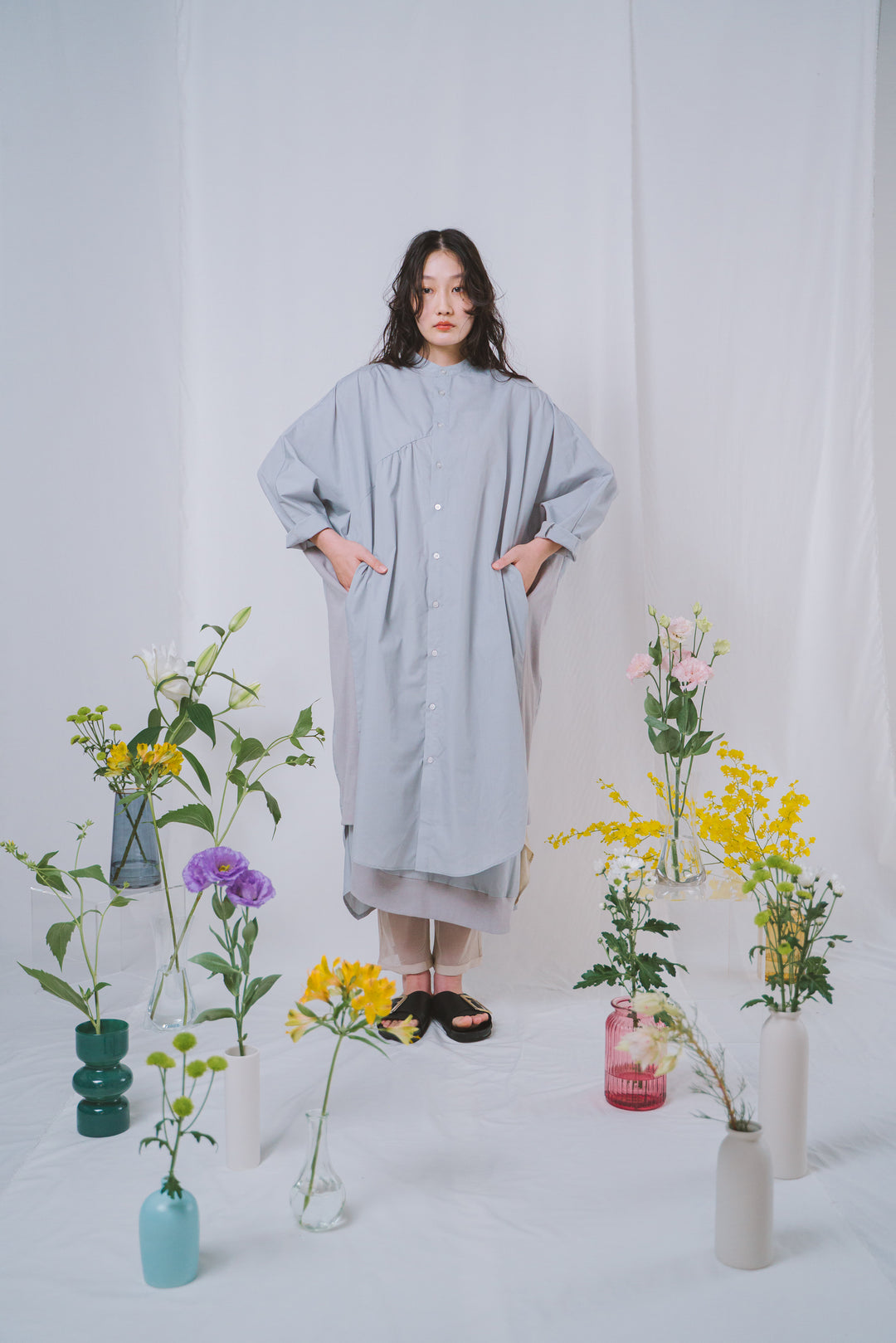 -CLIONE-　シャツワンピース　col:グレー
