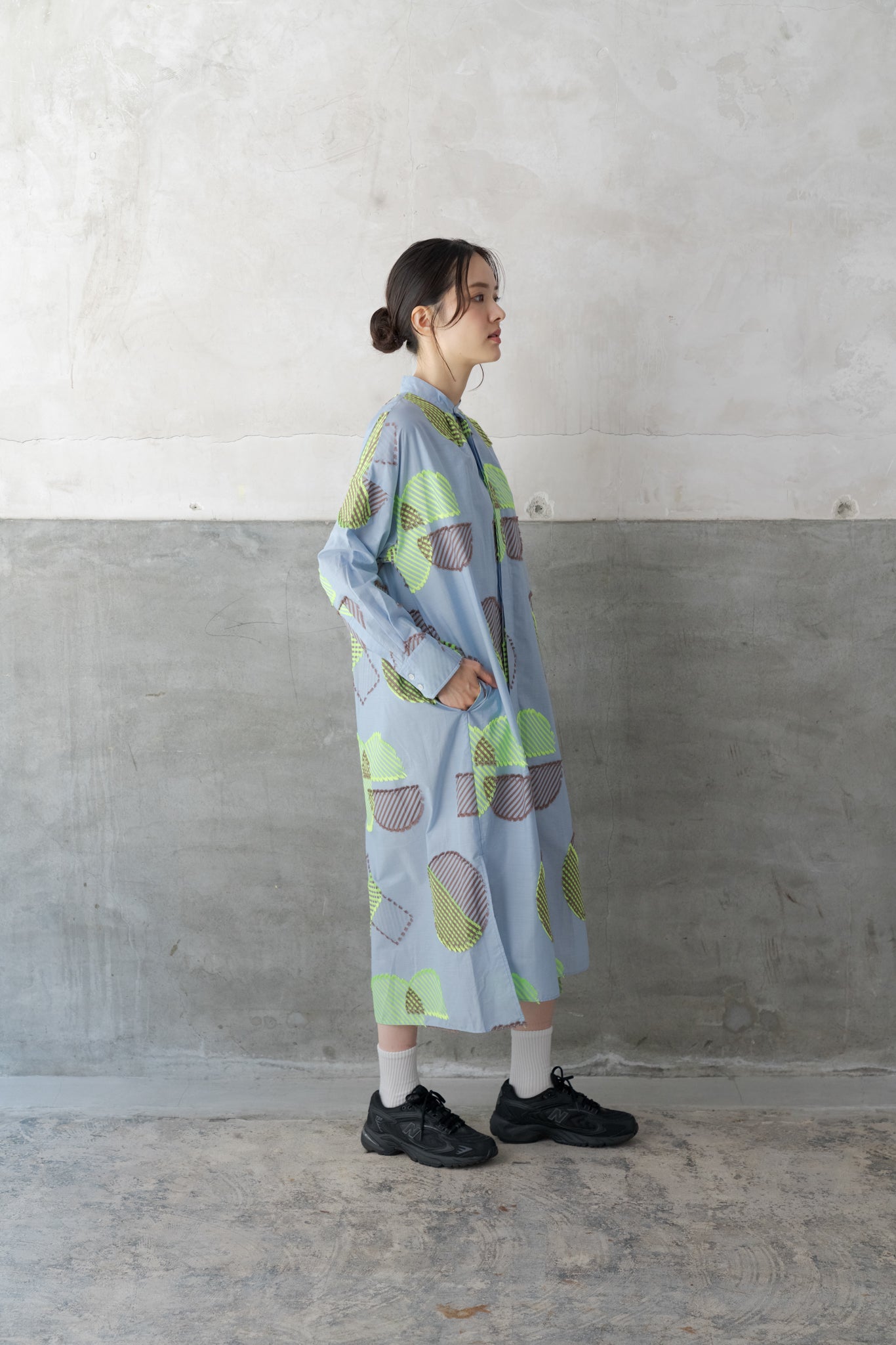 新品タグ付き✨アシードンクラウド　コットン　シャツワンピース　日本製 ASEEDONCLOUD アシードンクラウド コットン リネン プランツプリント