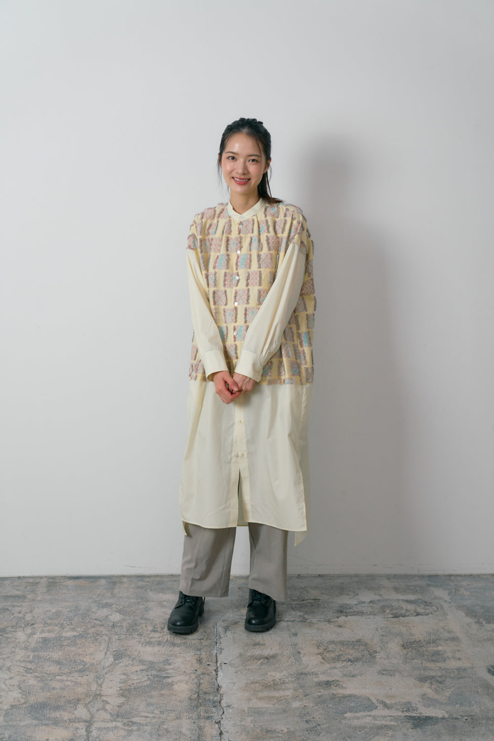 -Forest Check-　シャツワンピース　col:クリーム