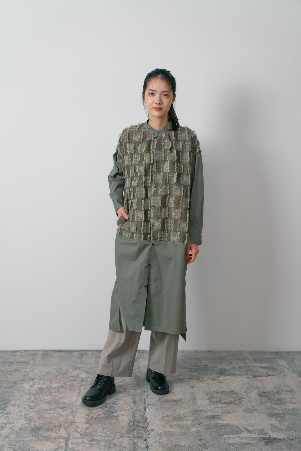 Forest Check- シャツワンピース col:カーキ – POLS